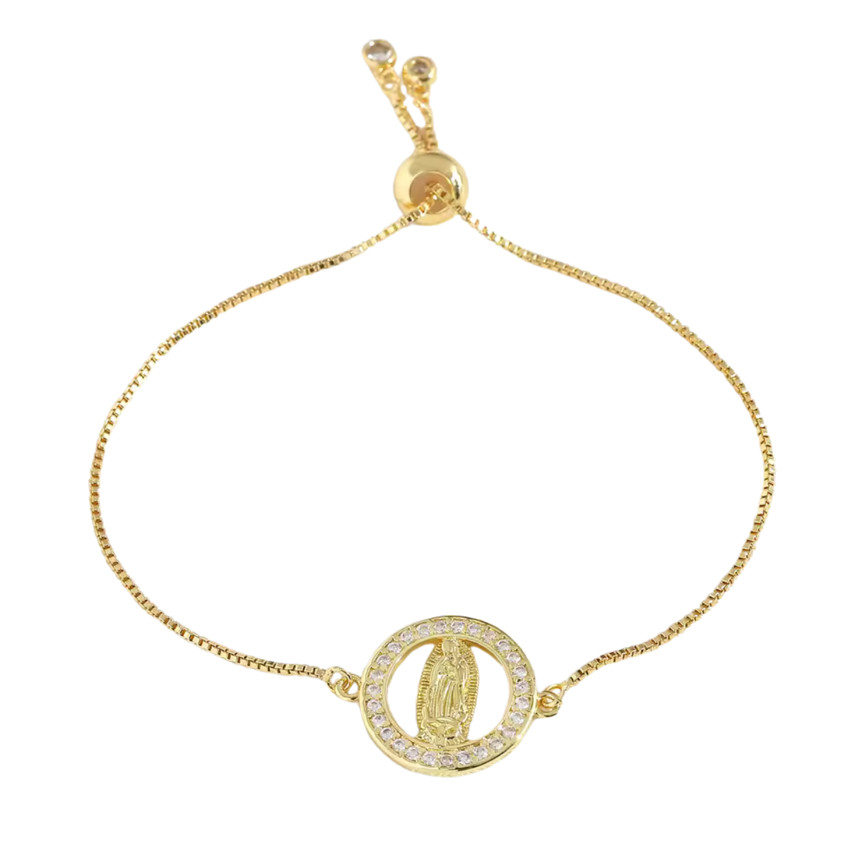 Pulseira Elegante Virgem Maria com Zircônia