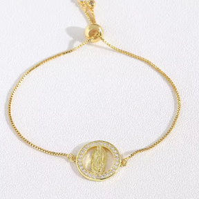 Pulseira Elegante Virgem Maria com Zircônia