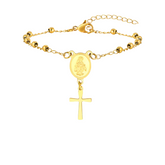 Pulseira Rosário Vigem Maria Com Cruz de Aço Inoxidável