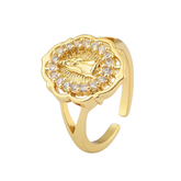 Anel Floral Virgem Maria Com Zircônia