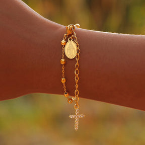 Pulseira Rosário Com Cruz de Zircônia