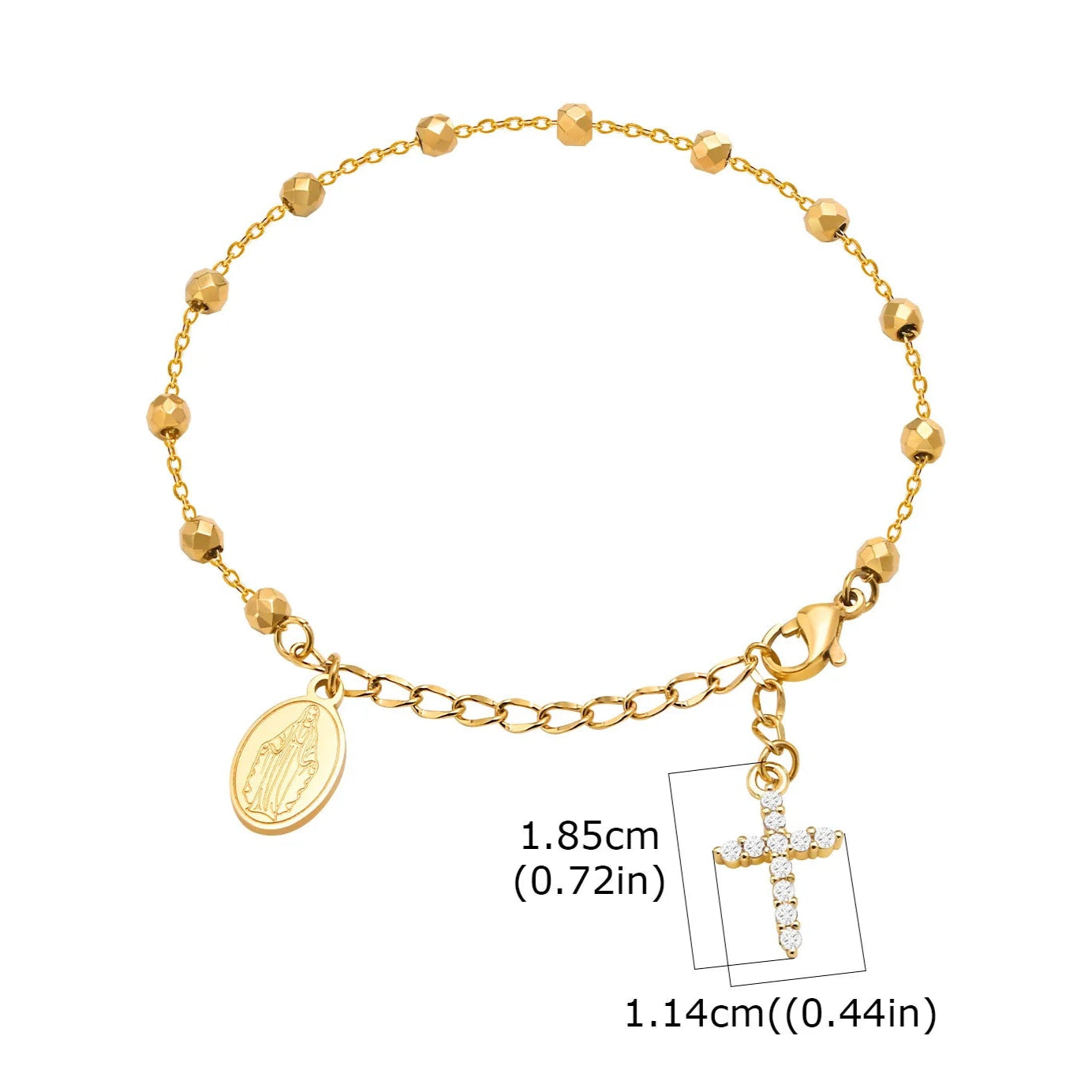 Pulseira Rosário Com Cruz de Zircônia