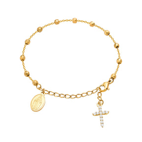 Pulseira Rosário Com Cruz de Zircônia
