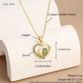 SUNSLL Sacred Red Heart Cross Cubic Zircon Pendants Necklaces Luxury Women Gold Plated Romantic Love Anniversary Jewelry Gifts